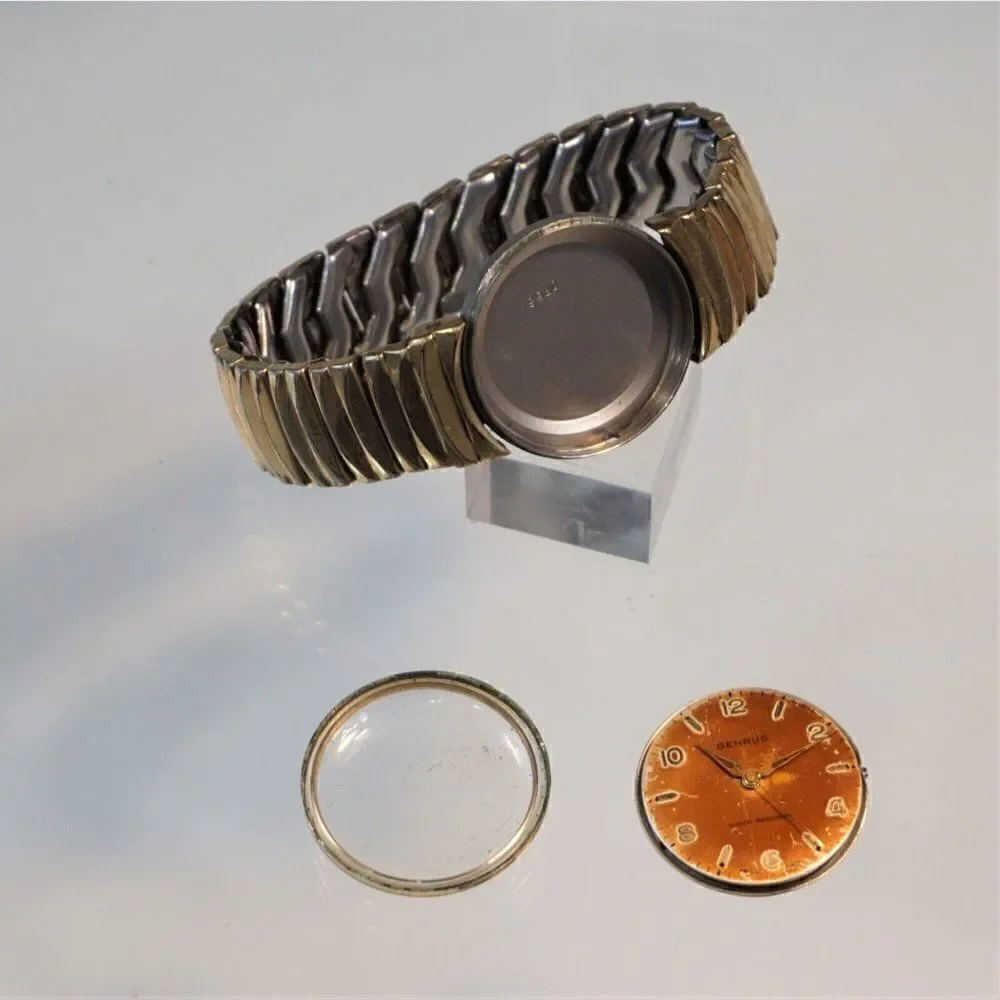 Benrus Swiss DR 23 AXZ Pat 2446603 Watch 17 Jewel 10K RGP For Restoration Parts
